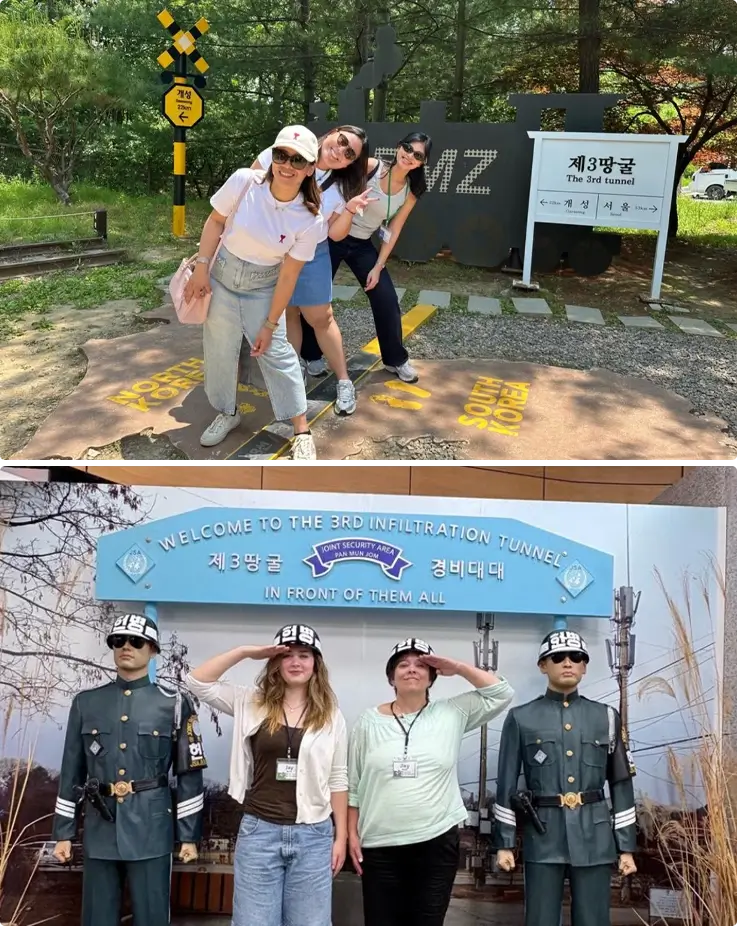 Visitors taking photos at the photo zones near the 3rd Infiltration Tunnel
