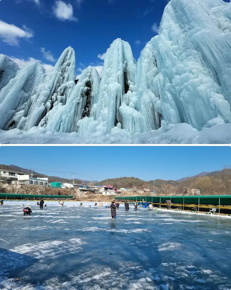 Ice sculptures at the Baegun Winter Festival in Pocheon.
