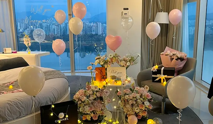 Romantic K-Drama Style Proposal Setup in Seoul