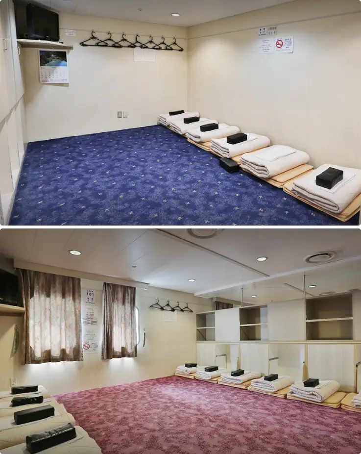 2nd class shared cabin on the Pukwan Ferry Hamayuu Ship.