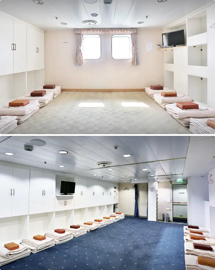 2nd class shared cabin on the Pukwan Ferry Seonghee Ship.