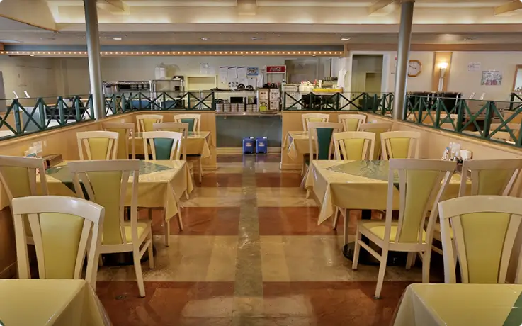 Restaurant onboard the Pukwan ferry's Hamayuu ship.