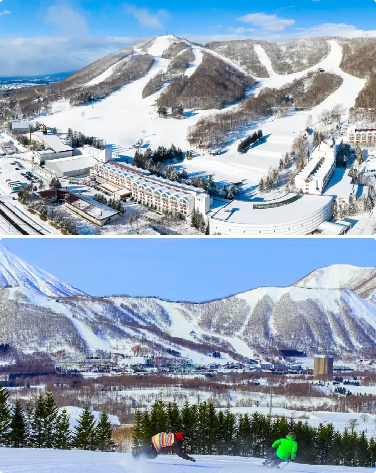 Wide ski slopes and scenic winter views at Rusutsu Ski Resort in Hokkaido
