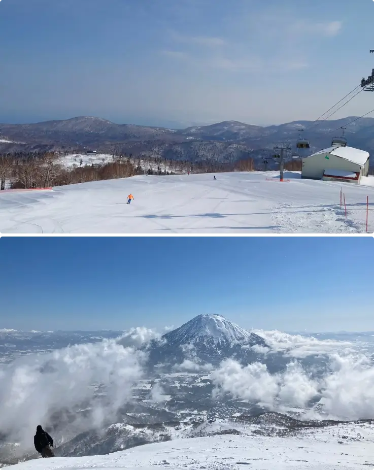 Panoramic view of Sapporo Kokusai Ski Resort covered in snow.