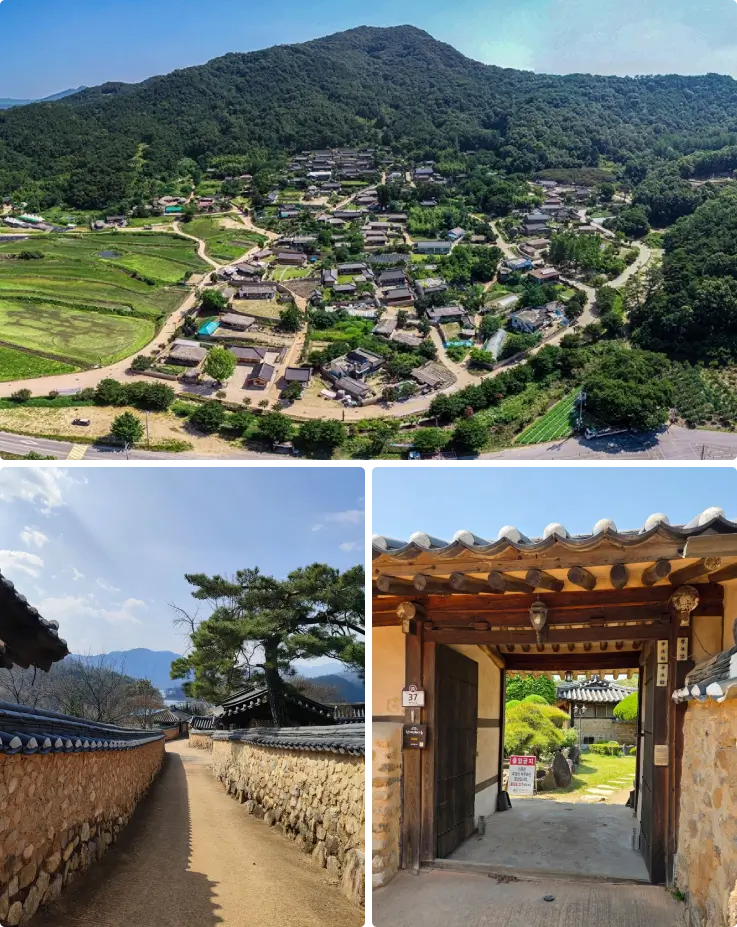 Traditional Korean hanok houses in Hangae Village, famous K-drama filming site