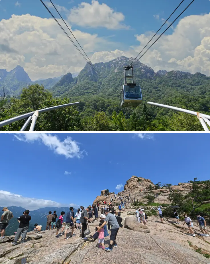 Cable car taking passengers to Gwongeumseong Fortress on Seoraksan Mountain.