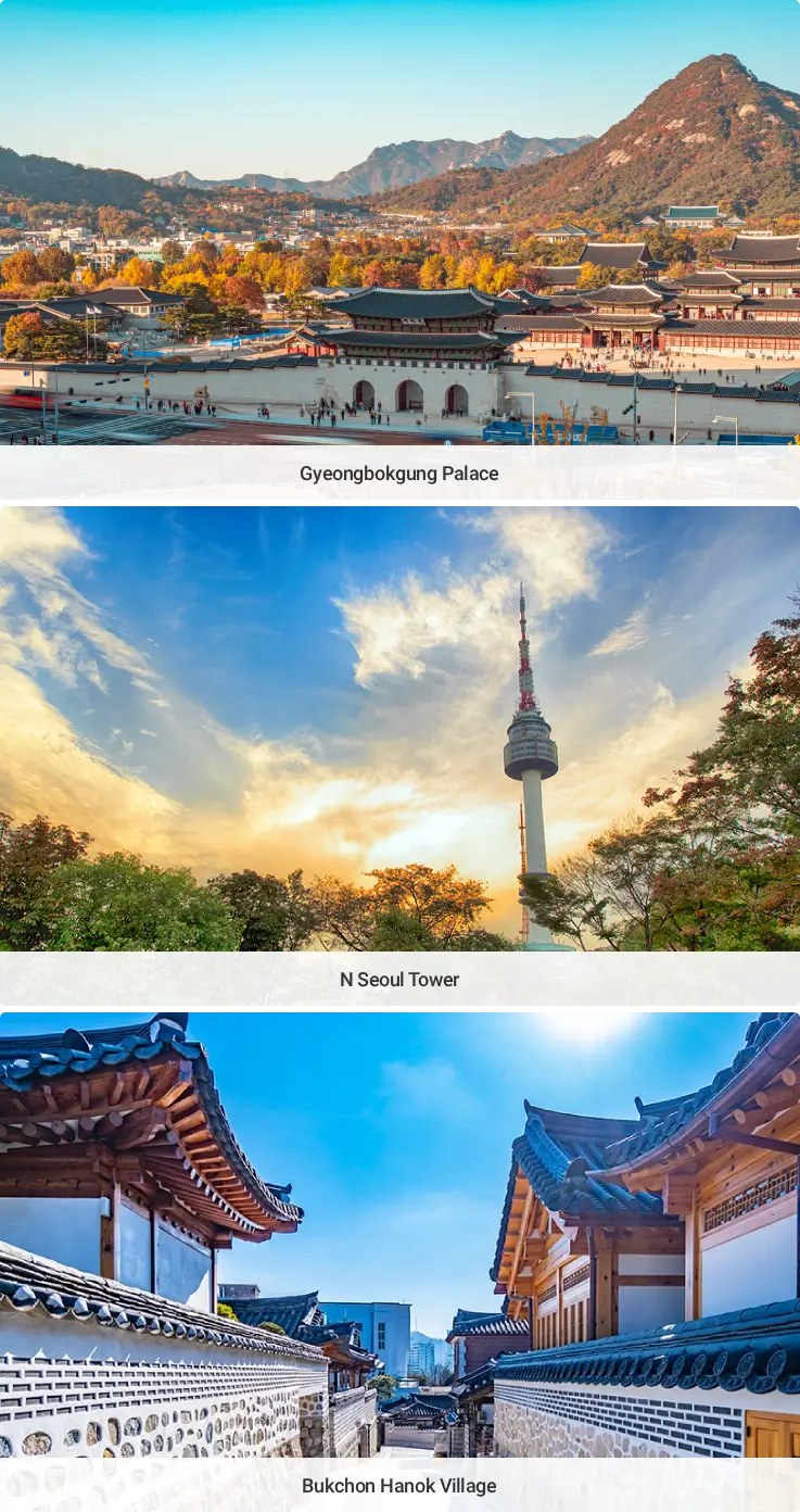 Attractions in Seoul: Gyeongbokgung Palace, N Seoul Tower, Bukchon Hanok Village
