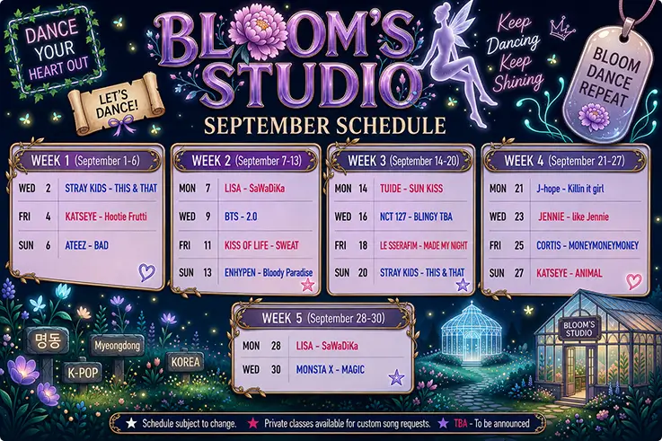 Calendario de canciones de la Clase Grupal para septiembre