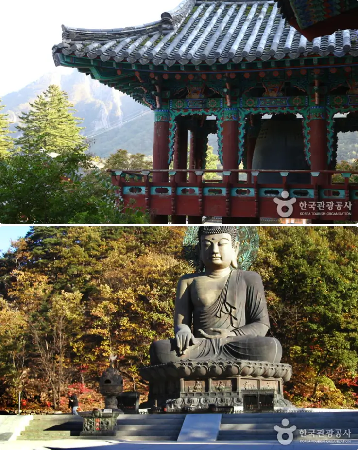Great Bronze Buddha in Sinheungsa Temple at the entrance of Seoraksan National Park.