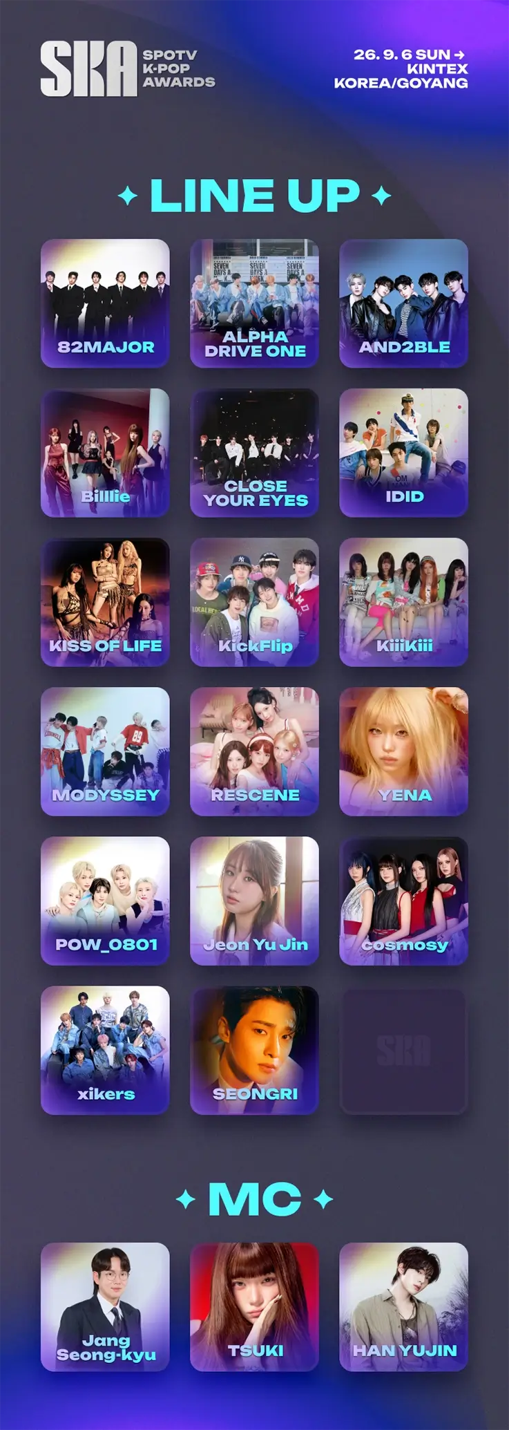 Line up of SKA SPOTV K-POP Awards