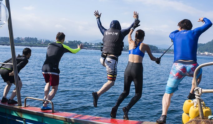 Snorkeling near Seopseom Island in Jeju