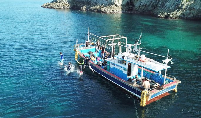 Snorkeling near Seopseom Island in Jeju