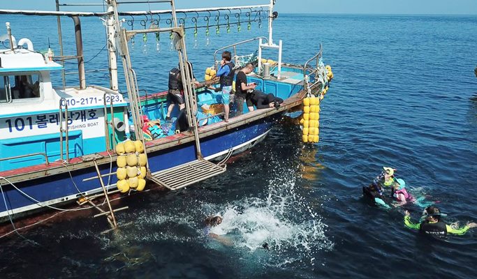 Snorkeling near Seopseom Island in Jeju