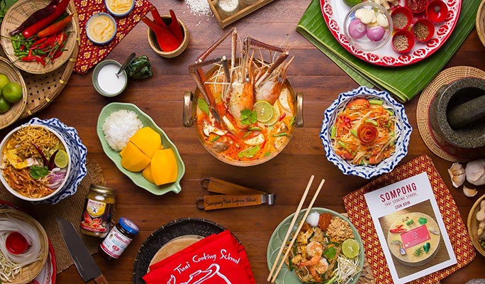 Home-Style Thai Cooking Class by Sompong Thai Cooking School in Bangkok (+ Market Tour option)