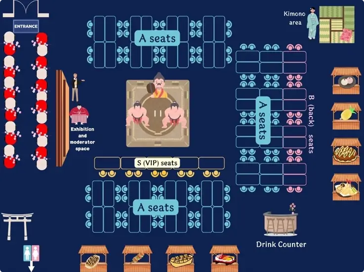 Seating map of Sumo Show in Osaka