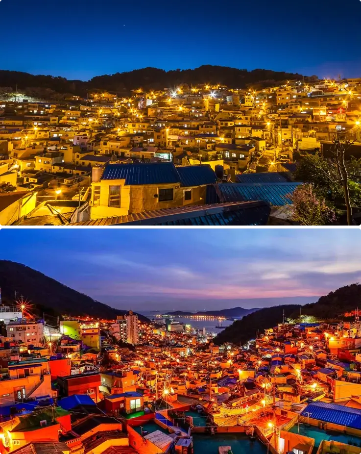 Night view of Gamcheon Culture Village in Busan