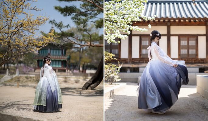 モダン韓服レンタル＆韓国の伝統家屋または景福宮での写真撮影