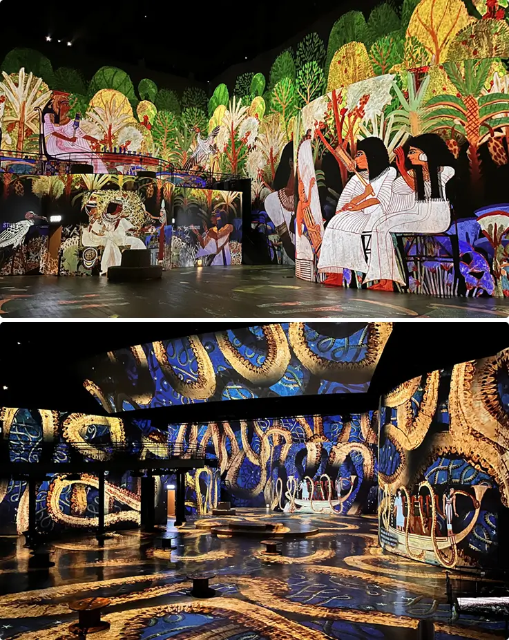 Immersive digital art exhibition at Theatre des Lumieres in Seoul.
