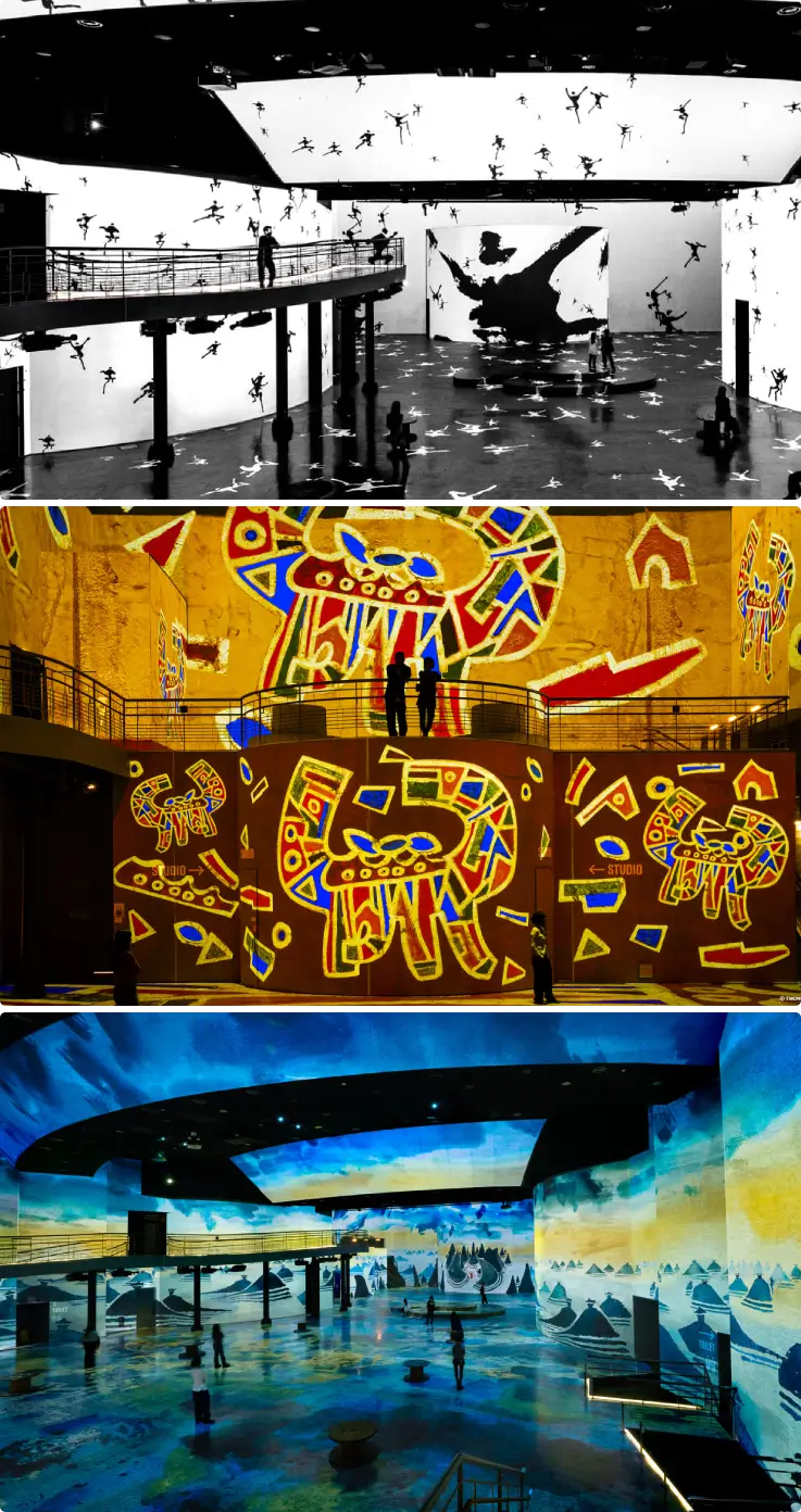 Immersive Lee Ungno exhibition with abstract artworks and digital displays