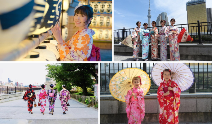 Tokyo Asakusa Hanaka Kimono Rental + Hair Set