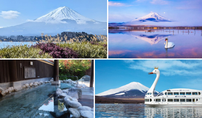 Mt. Fuji Lake Kawaguchi + Lake Yamanaka + Onsen 1 Day Tour from Tokyo
