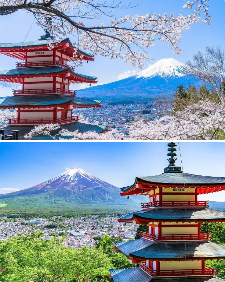 Chureito Pagoda with Mount Fuji view at Arakurayama Sengen Park