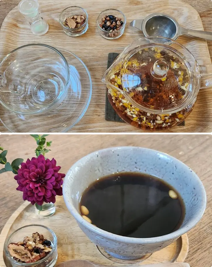 Traditional tea served at a Korean tea house in Bukchon Hanok Village.