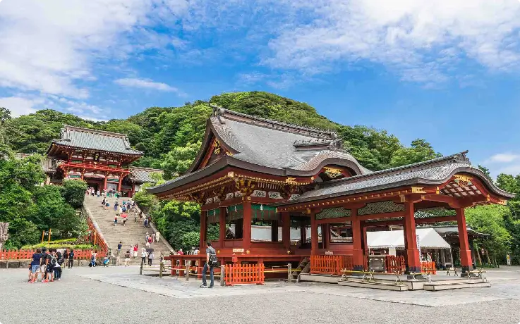 Tsurugaoka Hachimangu Shrine main hall in Kamakura, Japan