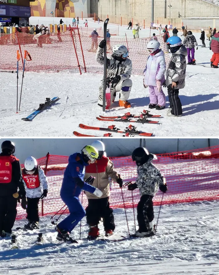 Students receiving private ski lessons at Vivaldi Park Ski Resort.