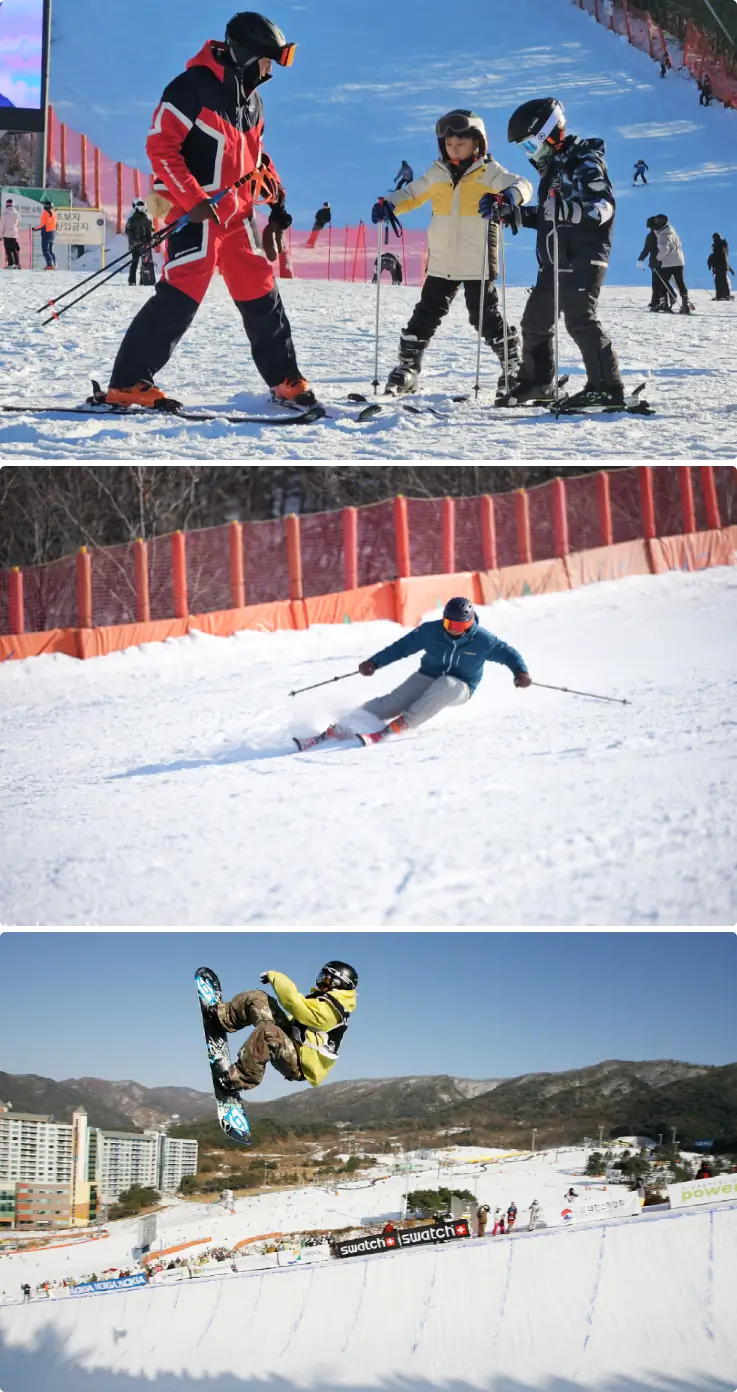Private ski lesson at Welli Hilli Park Ski Resort, South Korea.
