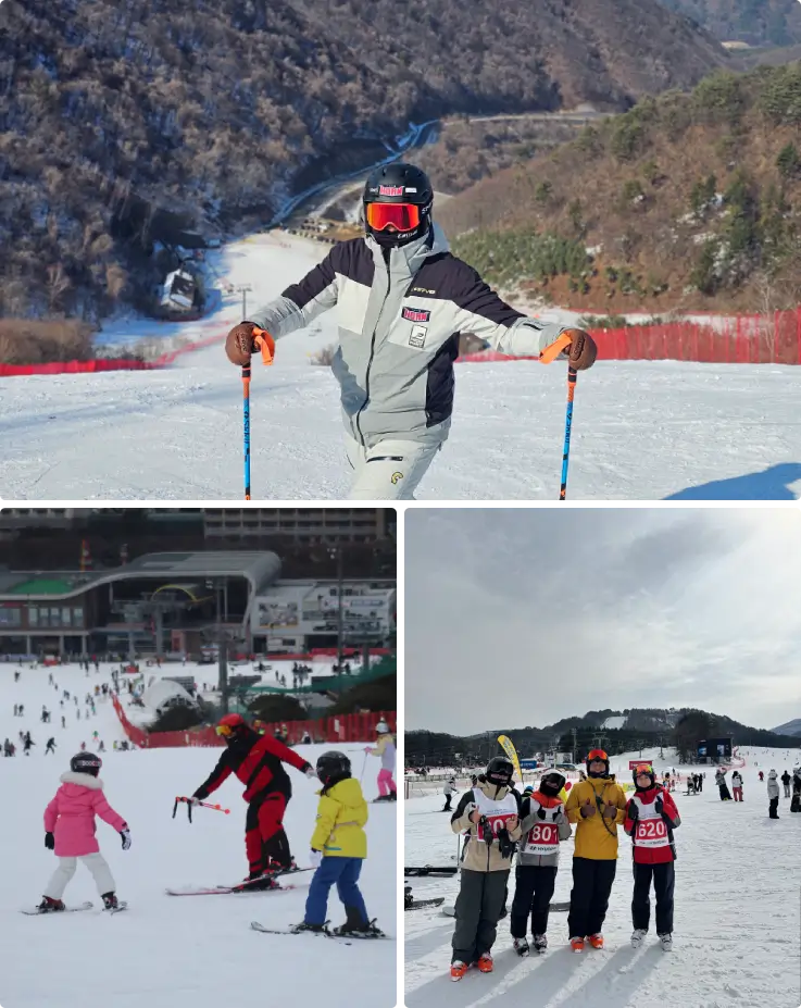 Private ski lesson at Welli Hilli Park Ski Resort, South Korea.