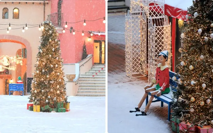 Italian Village in Korea covered in snow