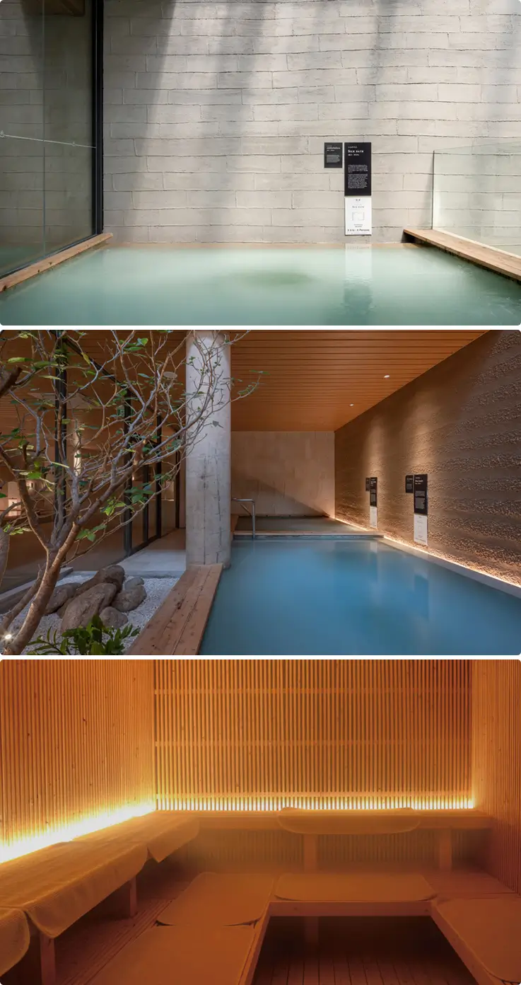 Hot spring baths at Yunomori Onsen & Spa at Sathorn 10, Bangkok.